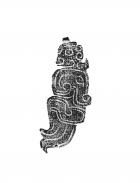 A WHITE JADE HUMAN HEAD AND DRAGON-FISH PENDANT