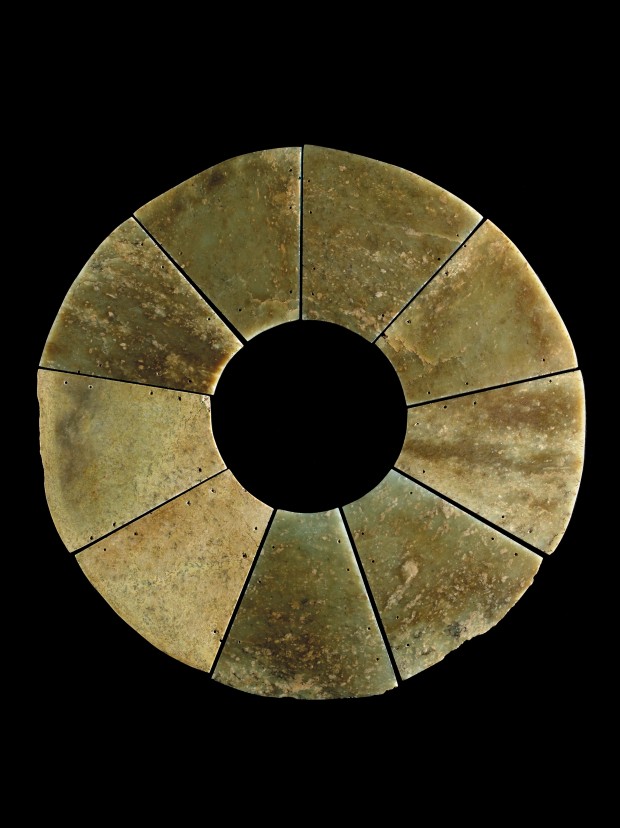 A LARGE SEGMENTED ARCHAIC JADE DISC (BI)